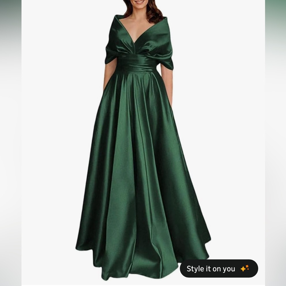 Emerald Green Satin Wedding Dress